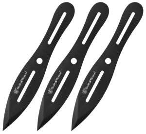 Smith & Wesson Knives SWTK8BCP Bullseye Throwing Knives 4.26" Fixed Plain Black Oxide 2Cr13MoV SS Blade, Black Stainless Steel Handle, Includes Sheath, 8" OAL, Set of 3