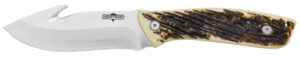 Camillus 19247 Western Crosstrail 4.25" Fixed Gut Hook Plain Silver 420 Steel Titanium Bonded Blade, Stag/Antler Delrin Handle, Includes Belt Loop/Sheath
