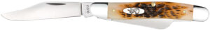 Case 00128 Stockman  Medium 2.92"/2.15"/1.90" Folding Clip/Sheepsfoot/Spey Plain Mirror Polished Tru-Sharp SS Blade/Peach Seed Jigged Amber Bone Handle