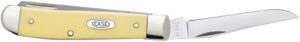 Case 00029 Trapper  Mini 2.70"/2.75" Folding Clip Point/Spey Plain Tumble Polish Chrome Vanadium Steel Blade/Smooth Yellow Synthetic Handle