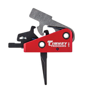 Timney Triggers 662SST Targa Short Trigger  Two-Stage Straight Trigger with 2 lbs Draw Weight & Black/Red Finish for AR-Platform
